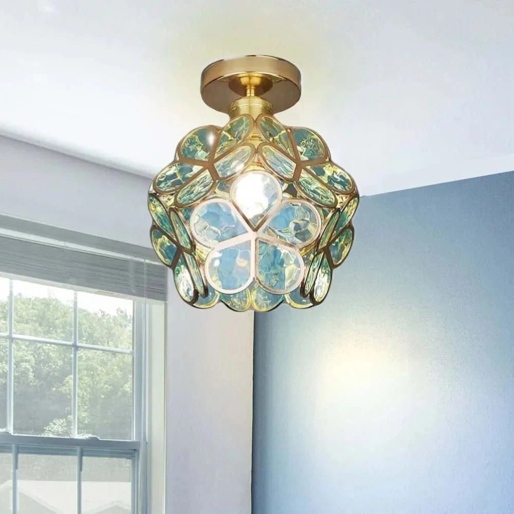 FloraLamp Art Deco Flower Glass Flush Mount Ceiling Light Boldenn