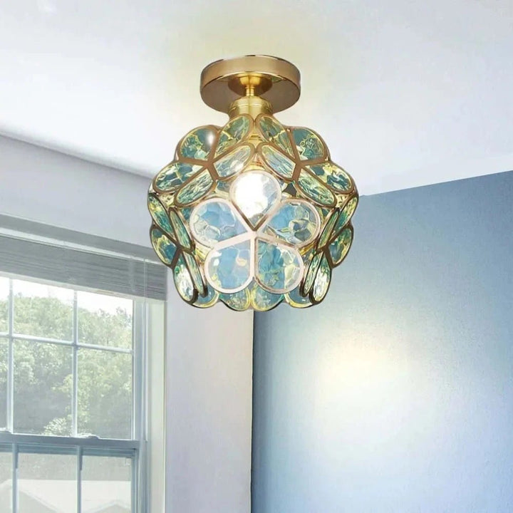 FloraLamp Art Deco Flower Glass Flush Mount Ceiling Light Boldenn
