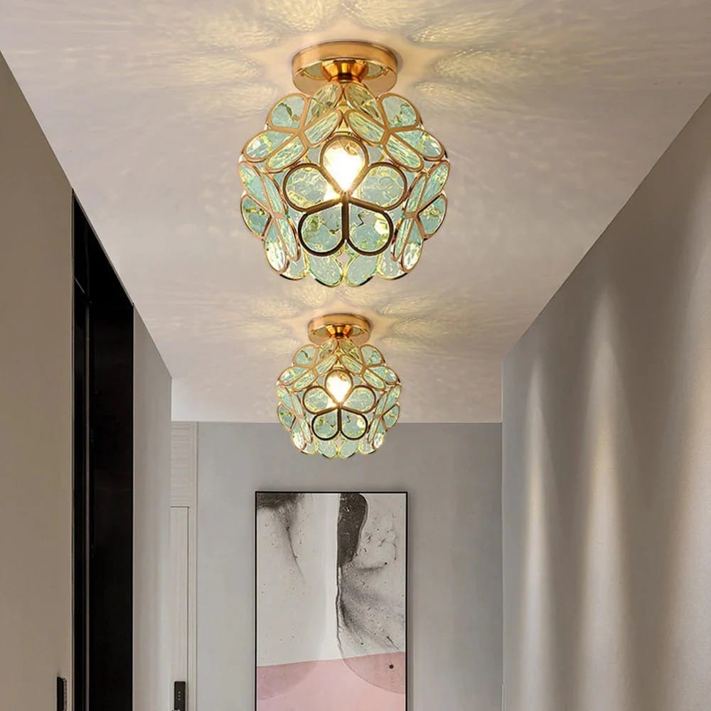 FloraLamp Art Deco Flower Glass Flush Mount Ceiling Light Boldenn