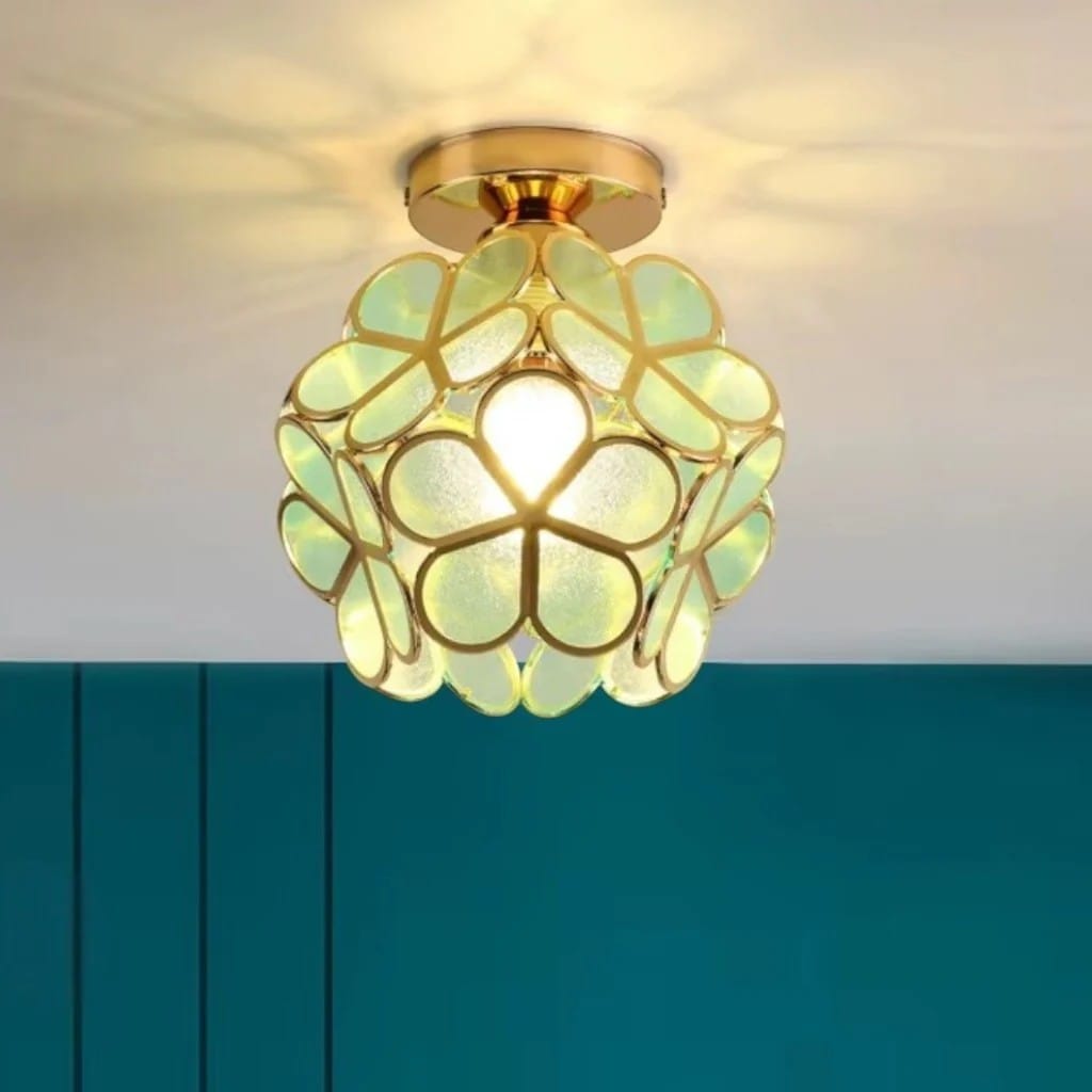 FloraLamp Art Deco Flower Glass Flush Mount Ceiling Light Boldenn