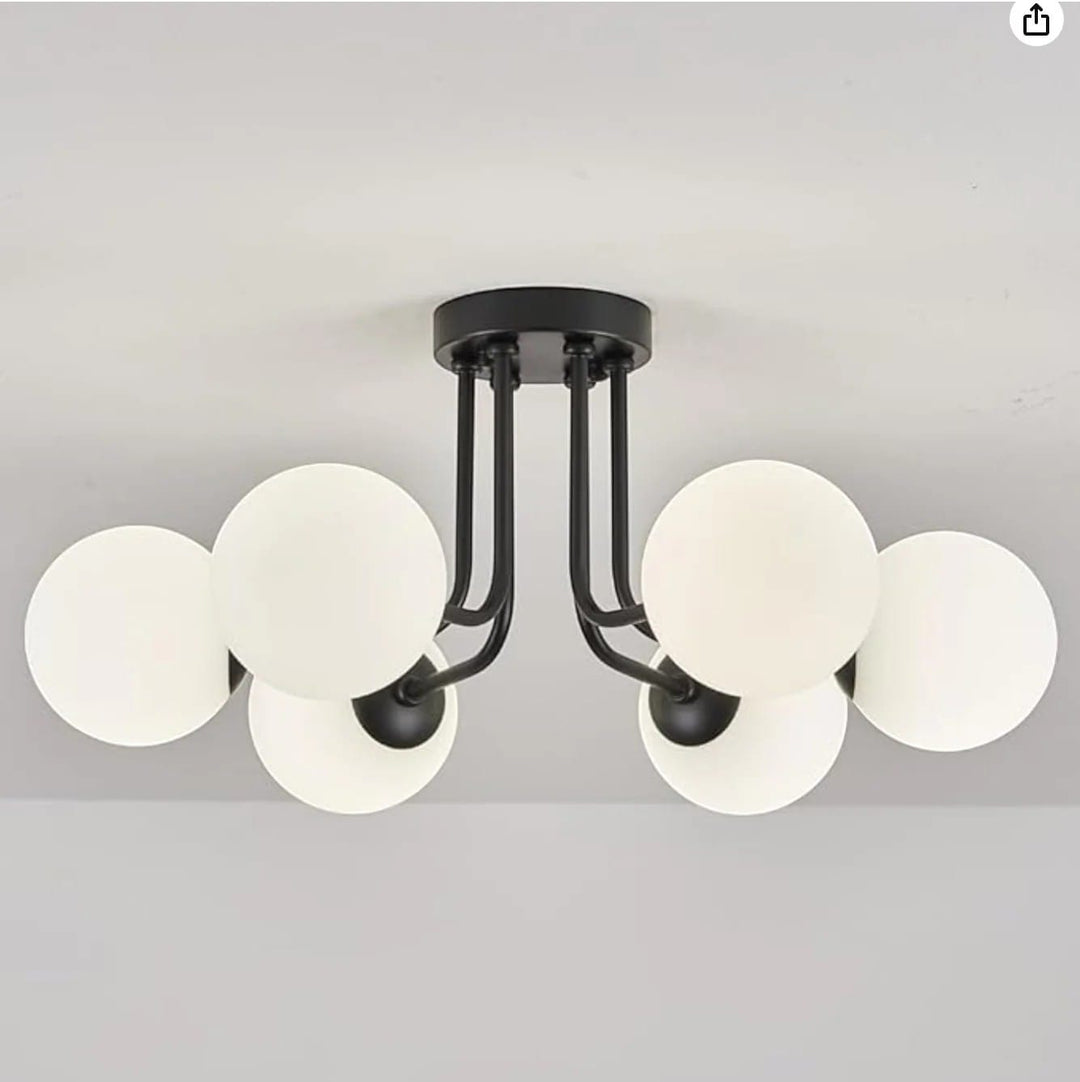 Frosted Glass Globes Semi Flush Mount Chandelier Boldenn