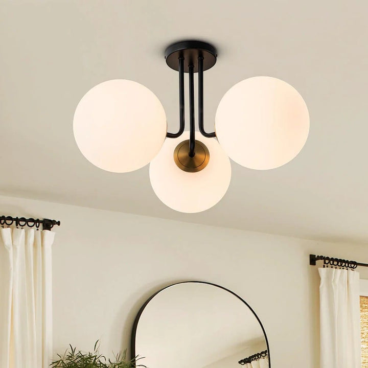 Frosted Glass Globes Semi Flush Mount Chandelier Boldenn
