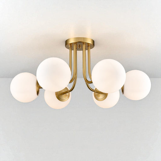 Frosted Glass Globes Semi Flush Mount Chandelier Boldenn