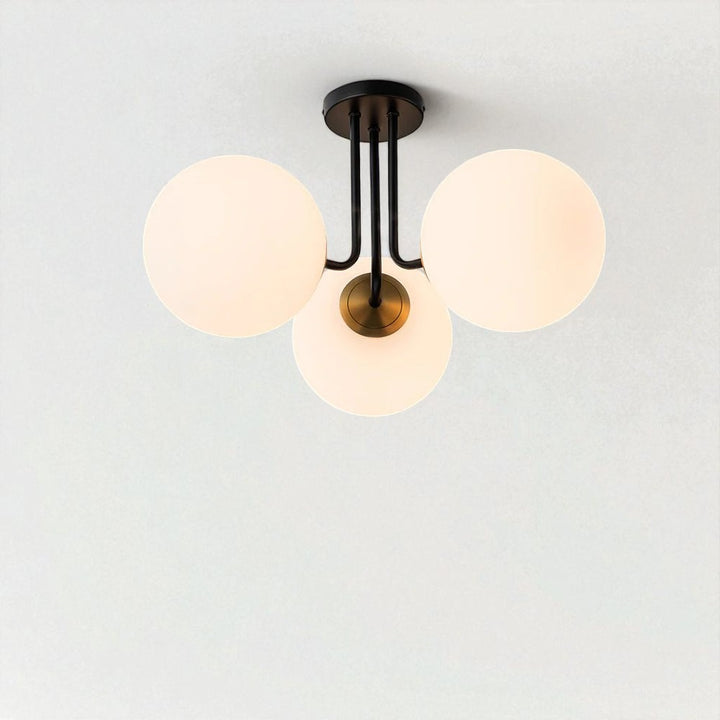 Frosted Glass Globes Semi Flush Mount Chandelier