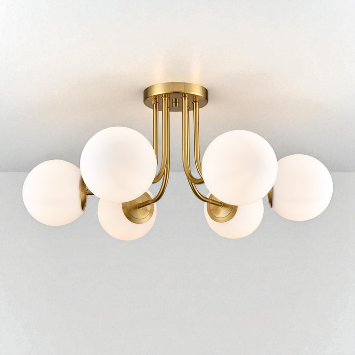 Frosted Glass Globes Semi Flush Mount Chandelier