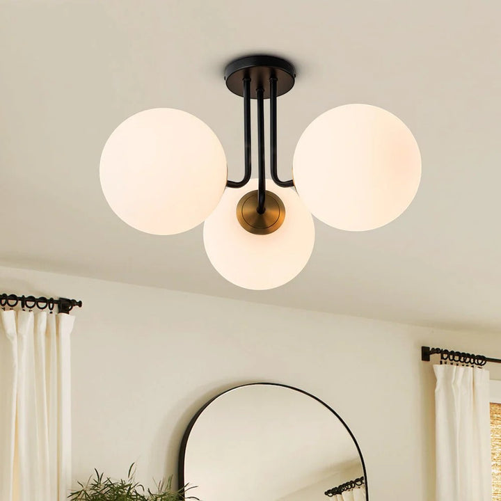 Frosted Glass Globes Semi Flush Mount Chandelier