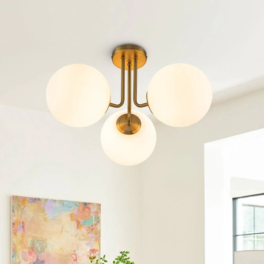 Frosted Glass Globes Semi Flush Mount Chandelier