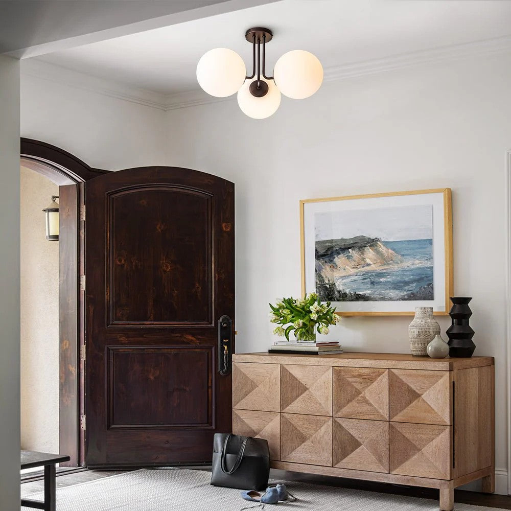 Frosted Glass Globes Semi Flush Mount Chandelier