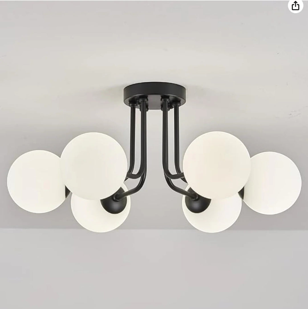 Frosted Glass Globes Semi Flush Mount Chandelier