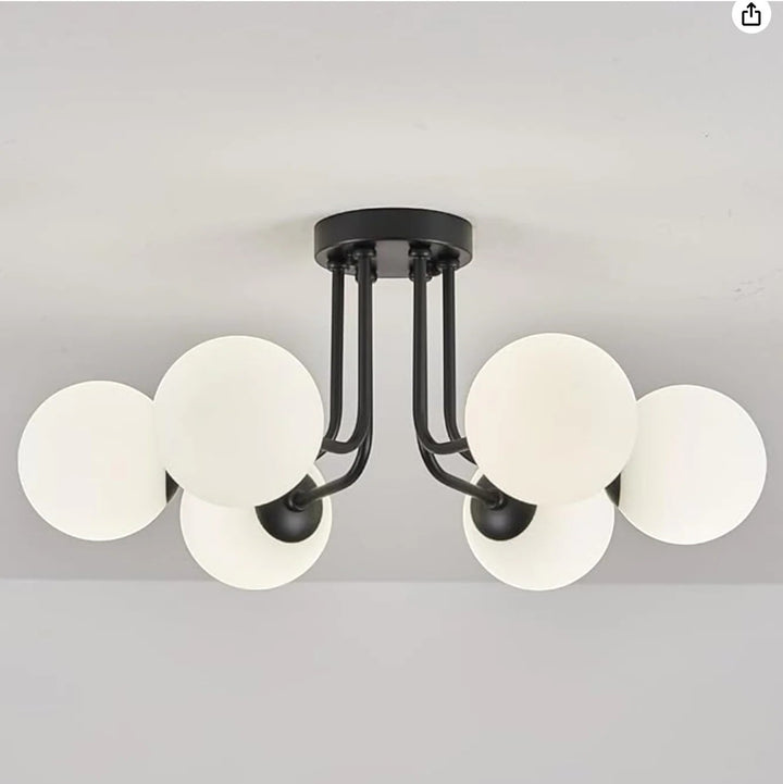 Frosted Glass Globes Semi Flush Mount Chandelier