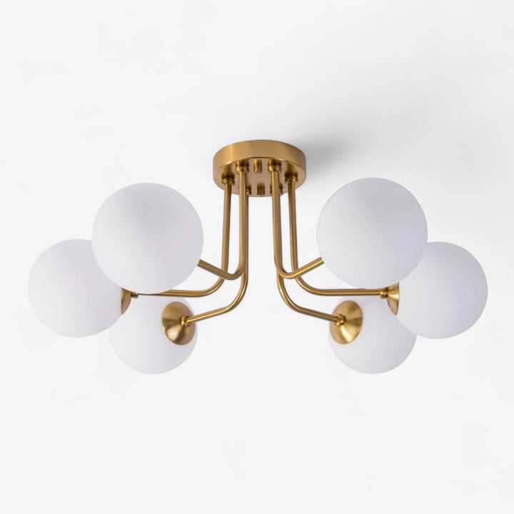 Frosted Glass Globes Semi Flush Mount Chandelier