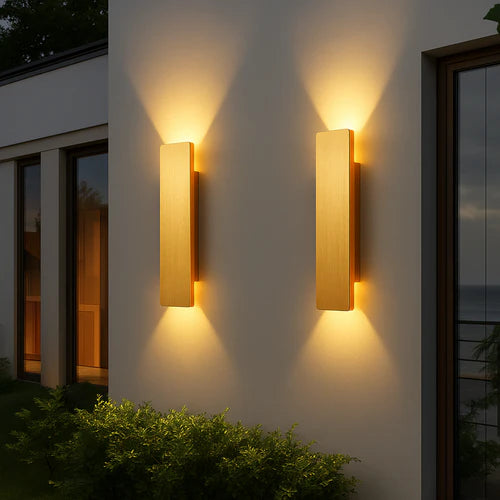Golden Weatherproof LED Outdoor Wall Light