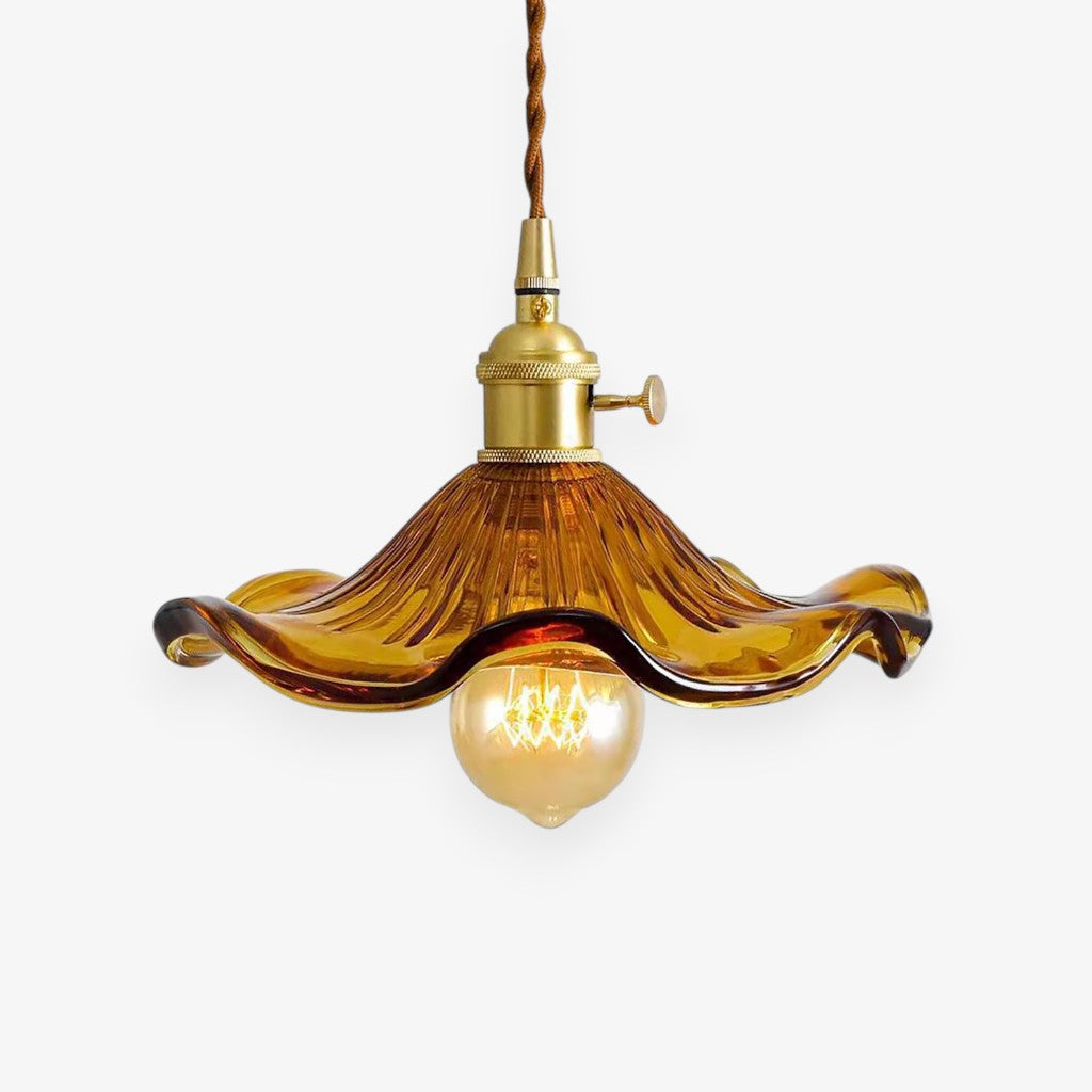 Hibiscus Flower Vintage Glass Pendant Light