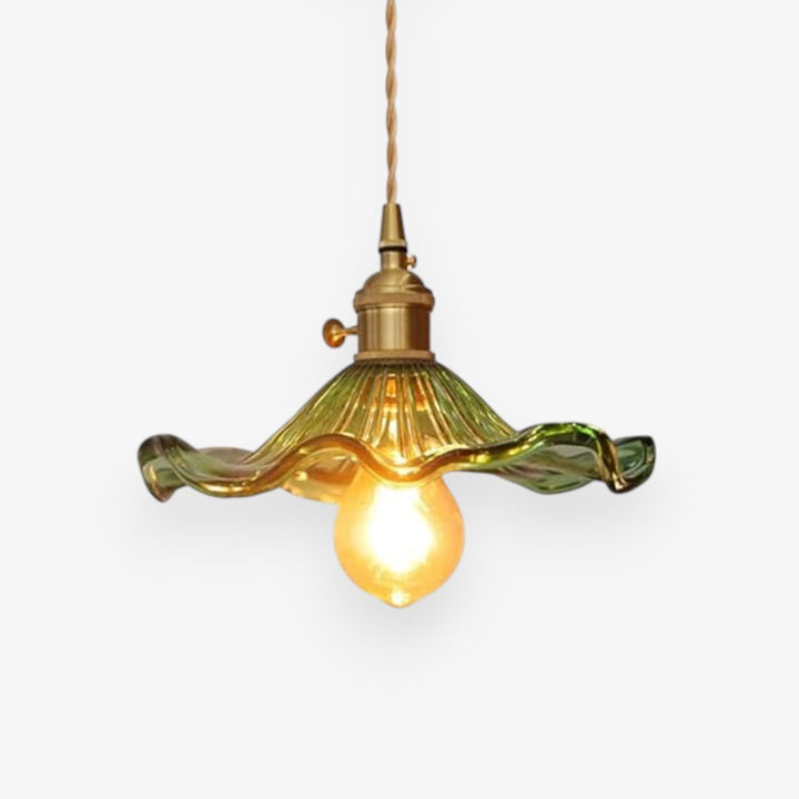 Hibiscus Flower Vintage Glass Pendant Light