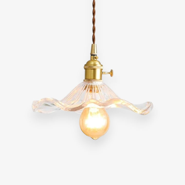 Hibiscus Flower Vintage Glass Pendant Light