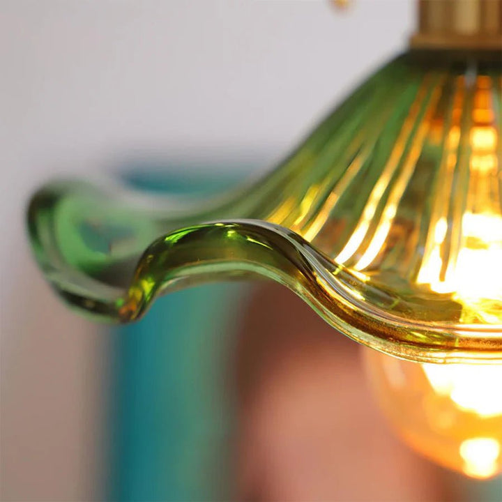 Hibiscus Flower Vintage Glass Pendant Light