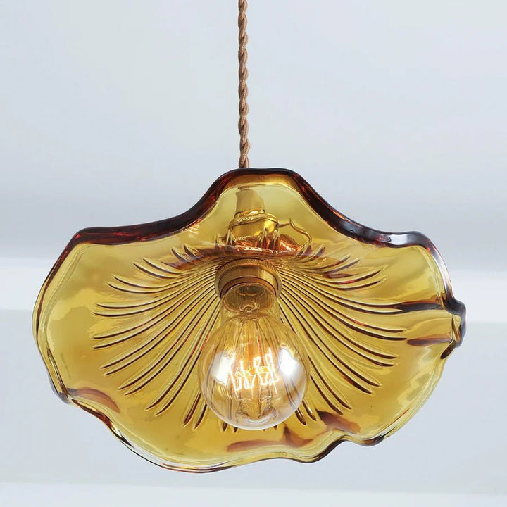 Hibiscus Flower Vintage Glass Pendant Light