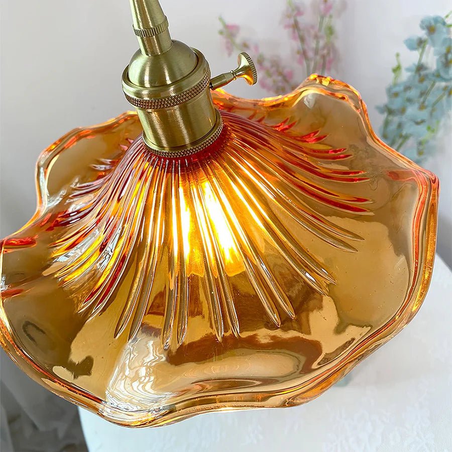 Hibiscus Flower Vintage Glass Pendant Light