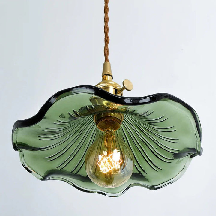 Hibiscus Flower Vintage Glass Pendant Light