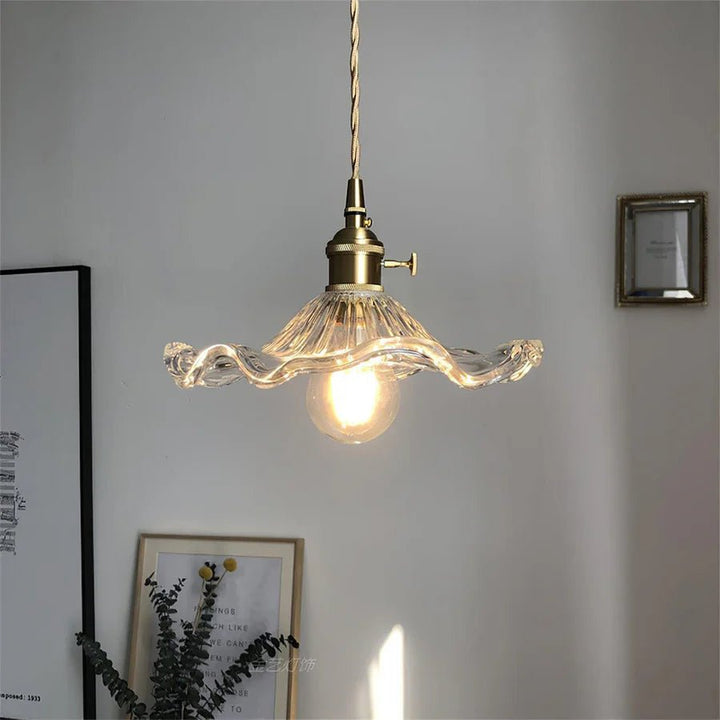 Hibiscus Flower Vintage Glass Pendant Light