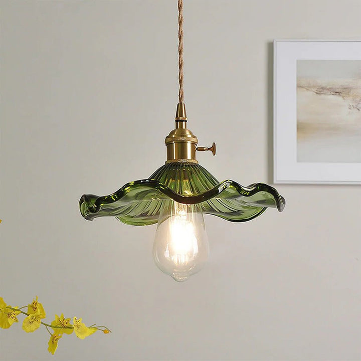 Hibiscus Flower Vintage Glass Pendant Light