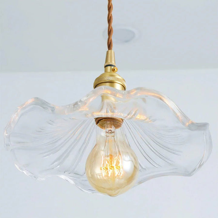 Hibiscus Flower Vintage Glass Pendant Light