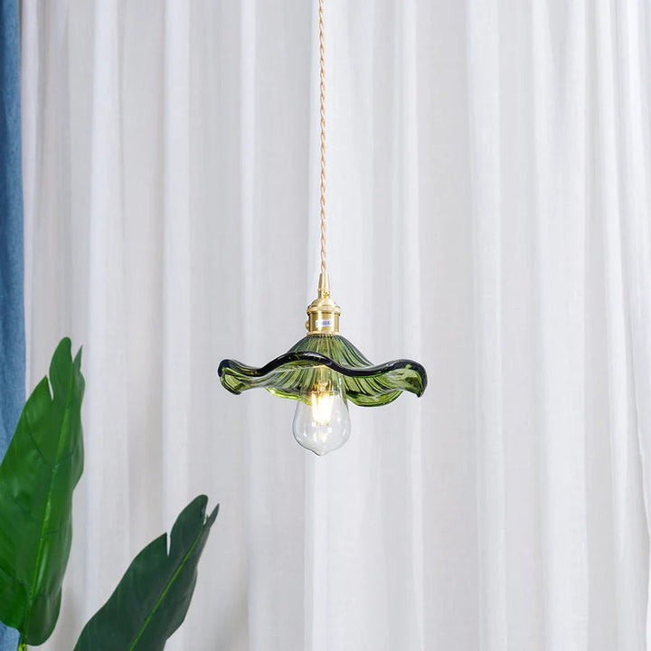 Hibiscus Flower Vintage Glass Pendant Light