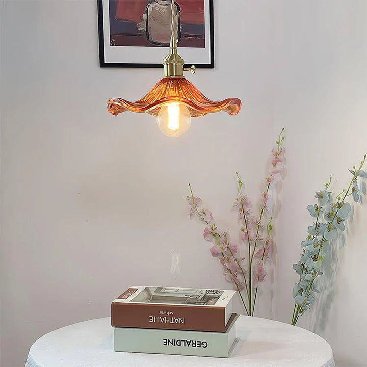Hibiscus Flower Vintage Glass Pendant Light