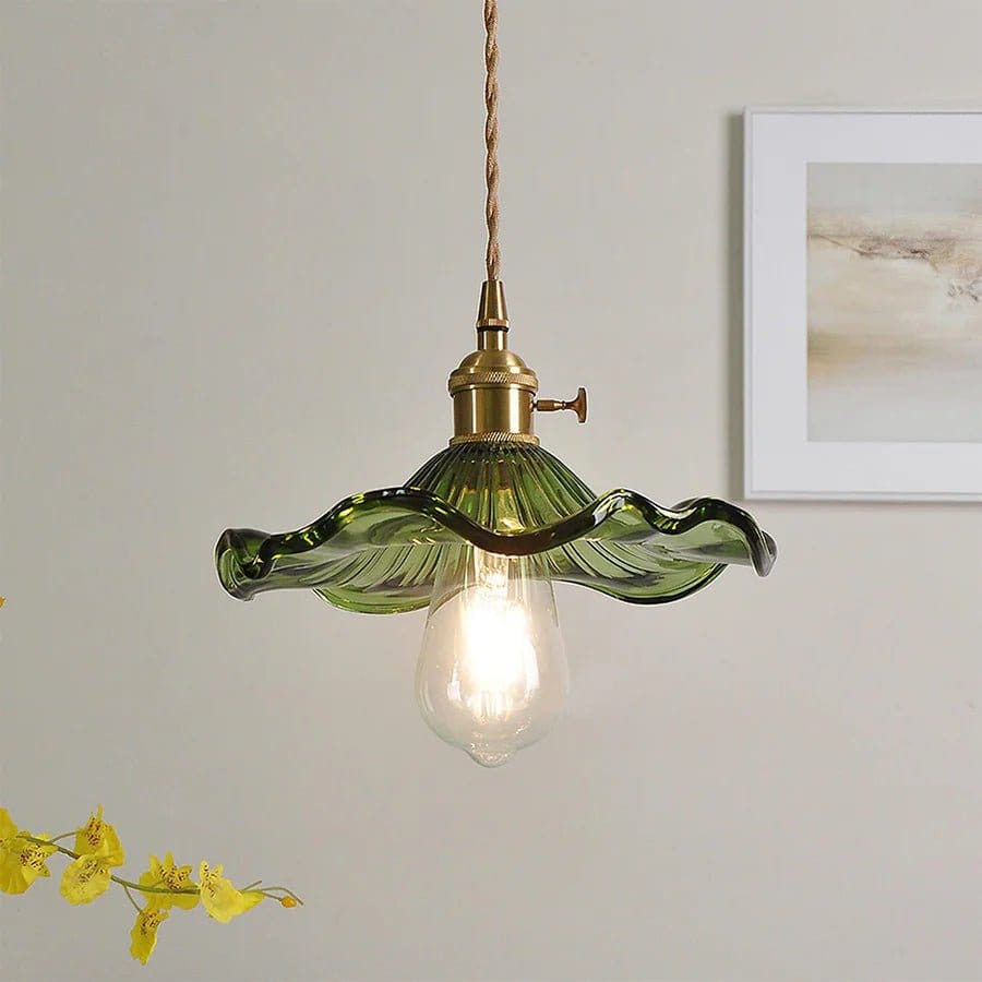 Hibiscus Flower Vintage Glass Pendant Light Boldenn