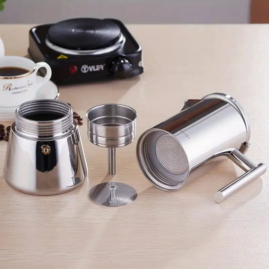 Italian Stainless Steel Moka Pot – Stovetop Espresso Maker Boldenn