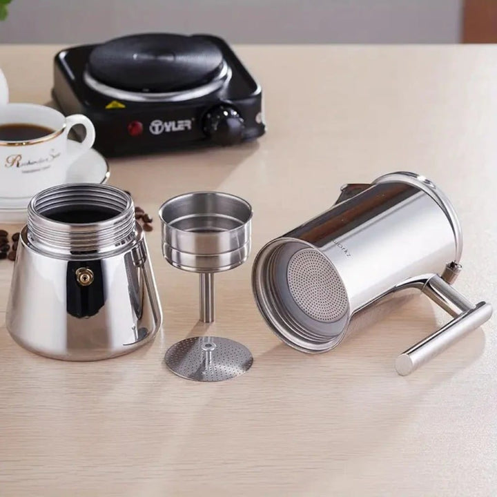 Italian Stainless Steel Moka Pot – Stovetop Espresso Maker Boldenn