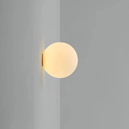 Japandi Globe White Glass Wall Light Sconce Boldenn