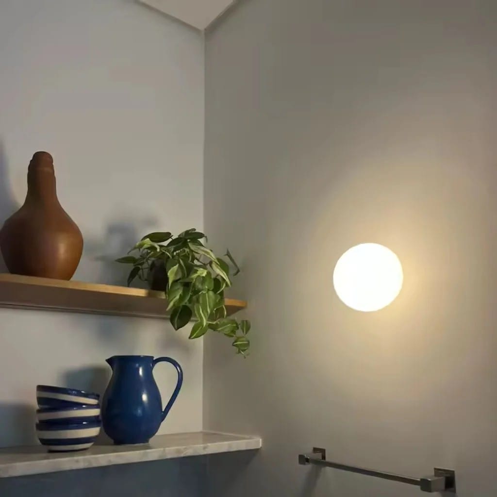 Japandi Globe White Glass Wall Light Sconce Boldenn