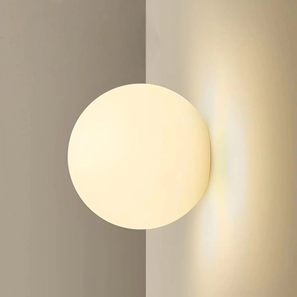 Japandi Globe White Glass Wall Light Sconce Boldenn