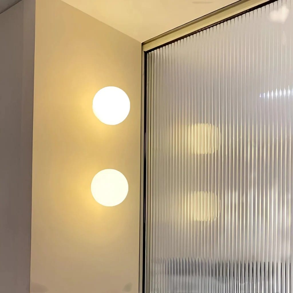 Japandi Globe White Glass Wall Light Sconce Boldenn