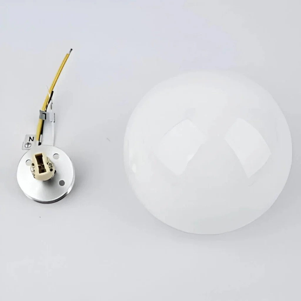 Japandi Globe White Glass Wall Light Sconce