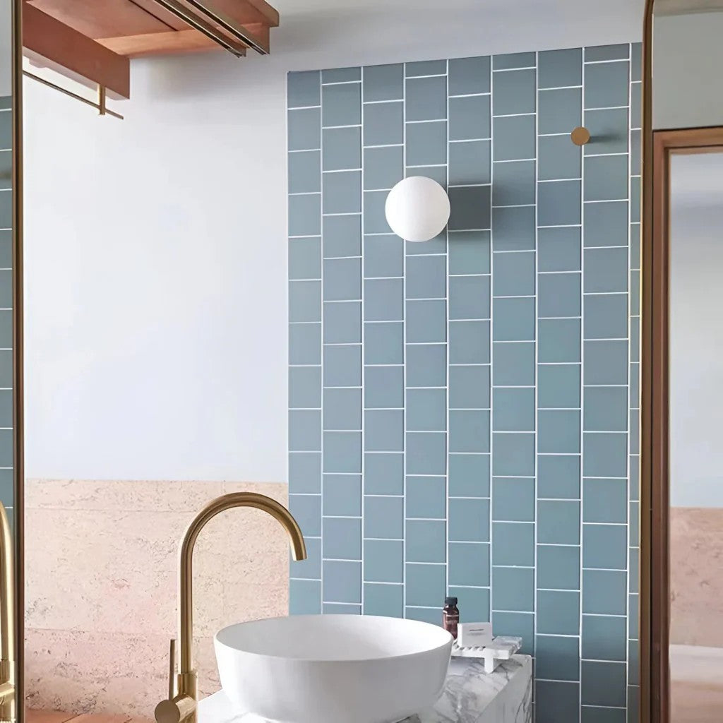 Japandi Globe White Glass Wall Light Sconce