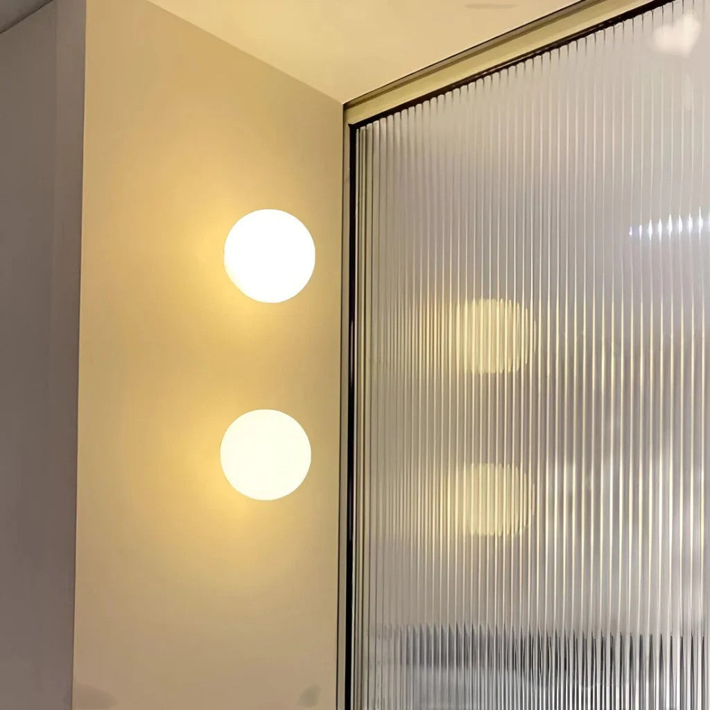 Japandi Globe White Glass Wall Light Sconce