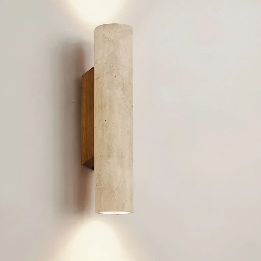 Japandi Natural Travertine Wall Lamp Boldenn