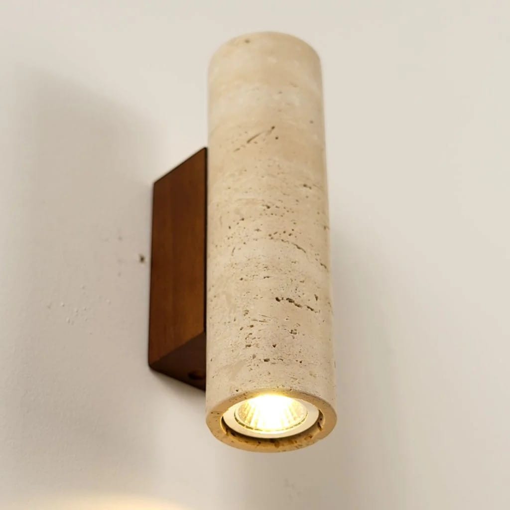 Japandi Natural Travertine Wall Lamp Boldenn