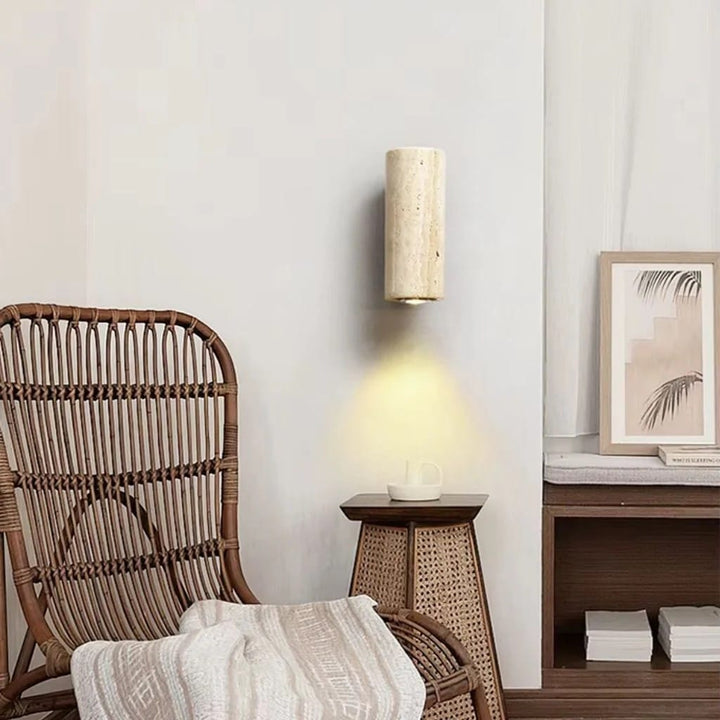 Japandi Natural Travertine Wall Lamp Boldenn