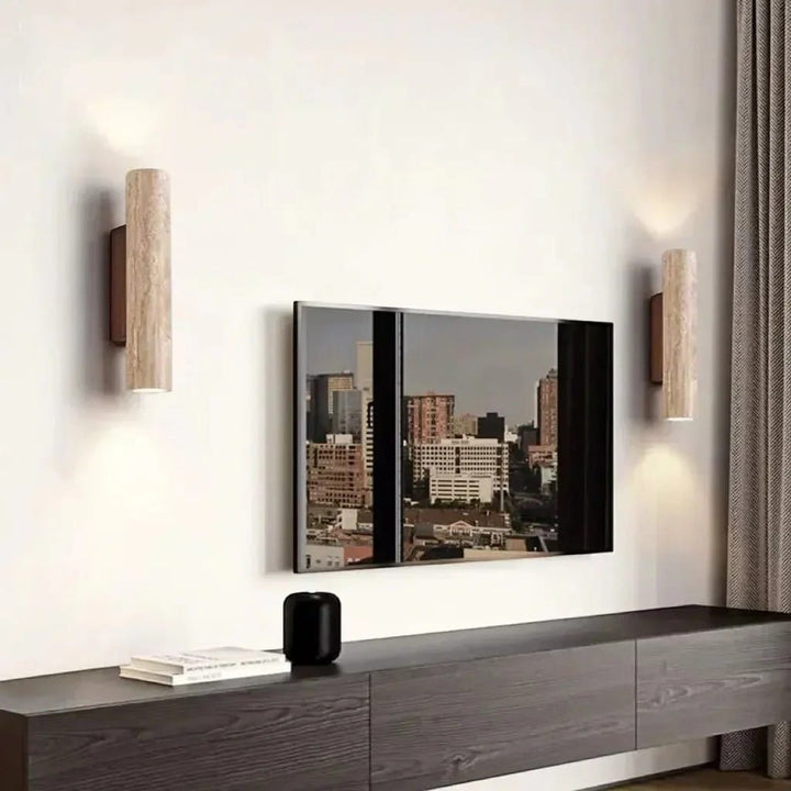 Japandi Natural Travertine Wall Lamp Boldenn
