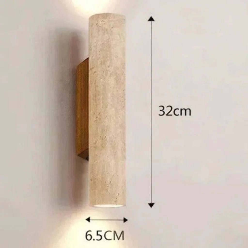 Japandi Natural Travertine Wall Lamp Boldenn