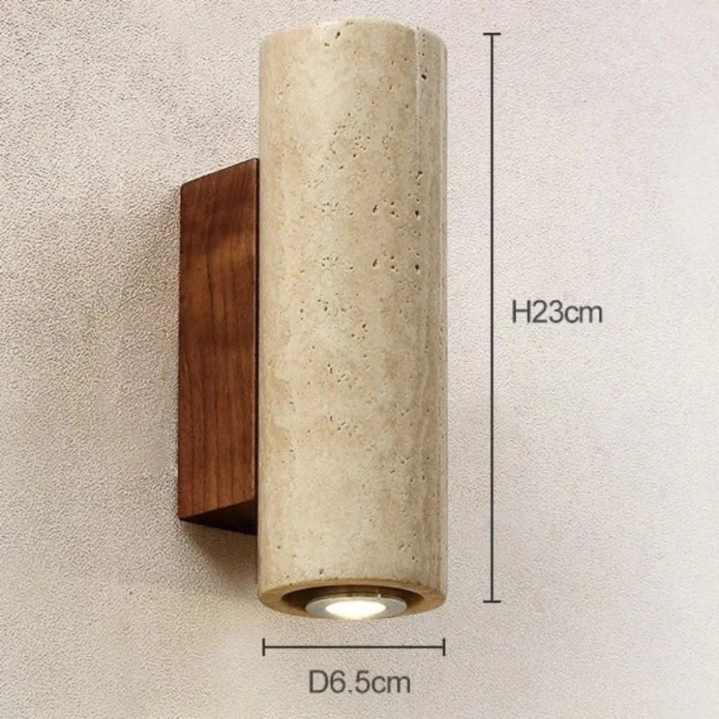 Japandi Natural Travertine Wall Lamp Boldenn