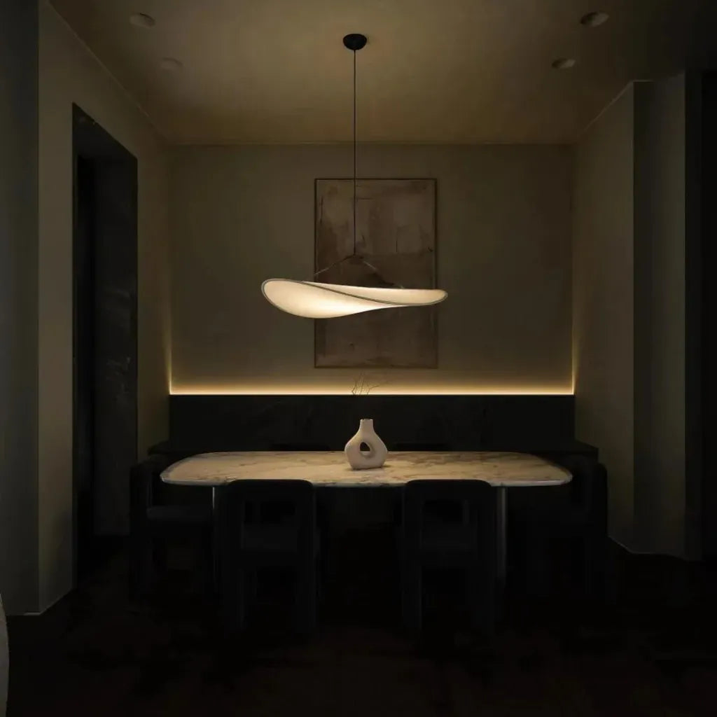 Japandi Pendant Light with Silk Shade Boldenn