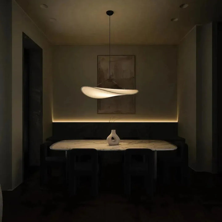 Japandi Pendant Light with Silk Shade Boldenn