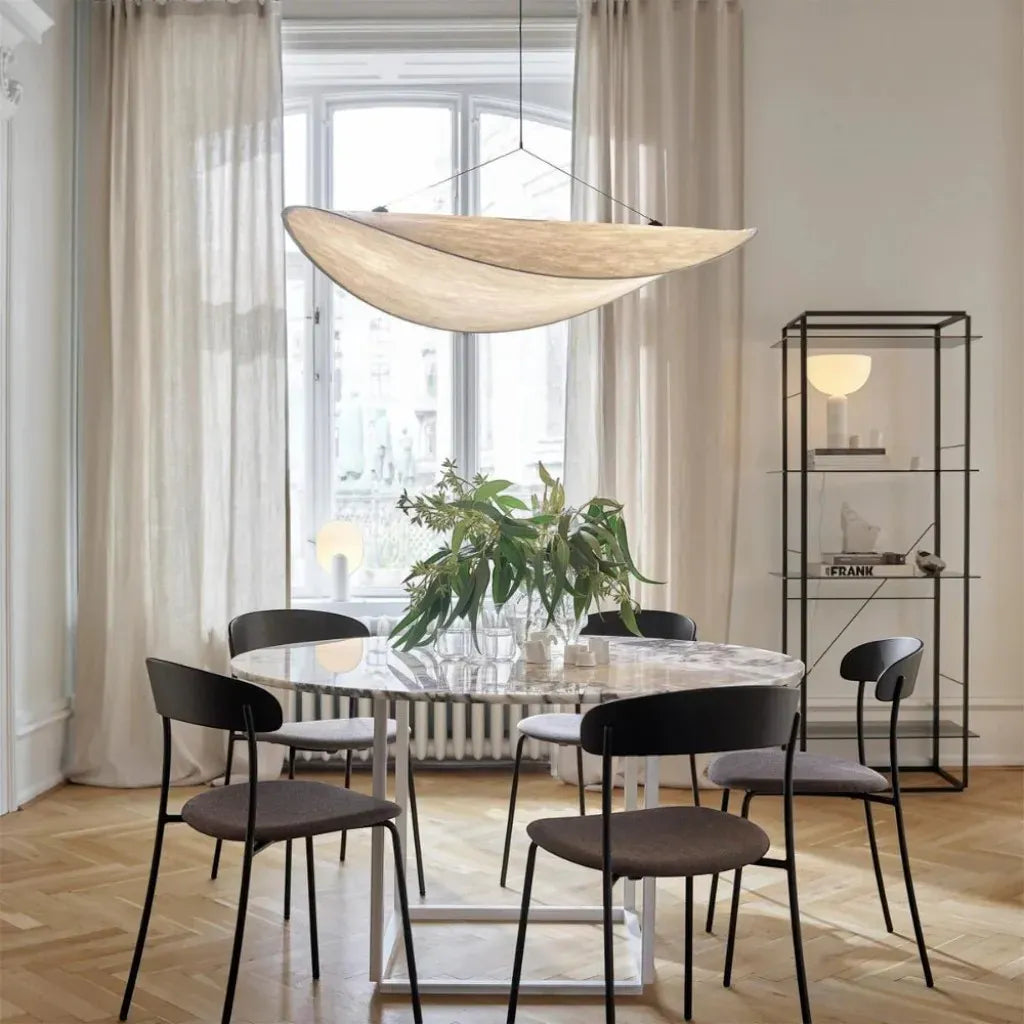 Japandi Pendant Light with Silk Shade Boldenn