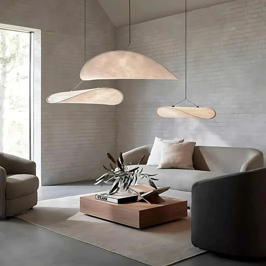 Japandi Pendant Light with Silk Shade Boldenn