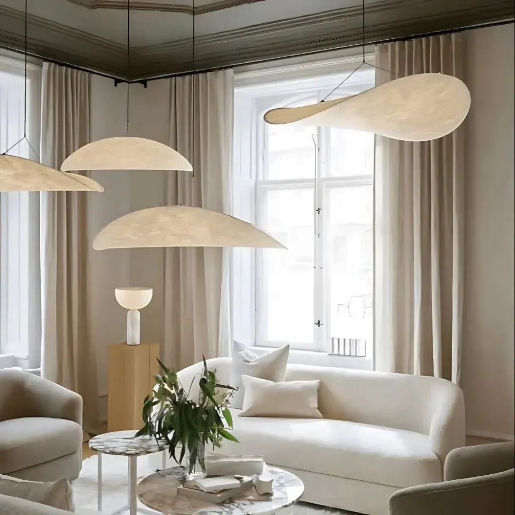 Japandi Pendant Light with Silk Shade Boldenn