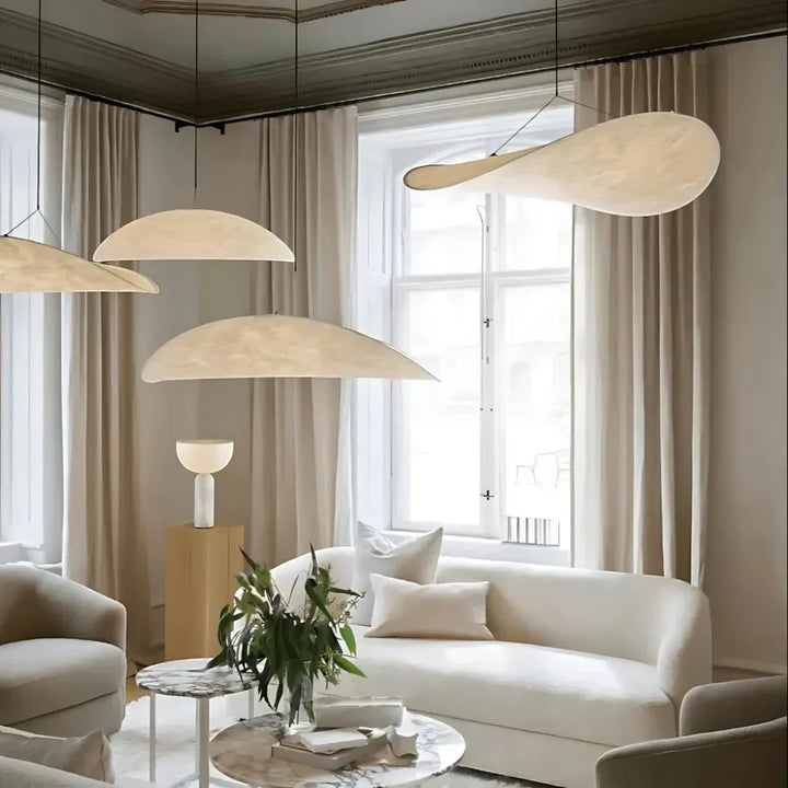 Japandi Pendant Light with Silk Shade Boldenn